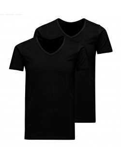 Jack and Jones Herre T-shirts 2-pak – V-udskæring, Sort
