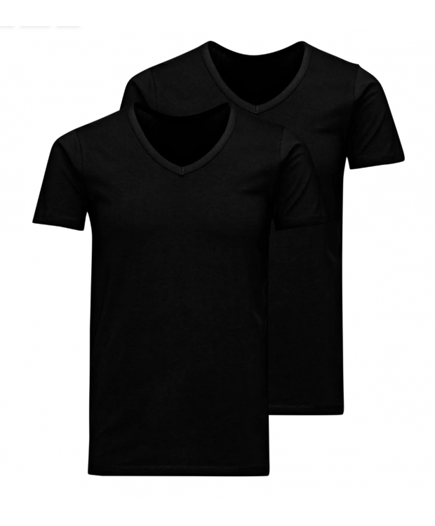 Jack and Jones Herre T-shirts 2-pak – V-udskæring, Sort