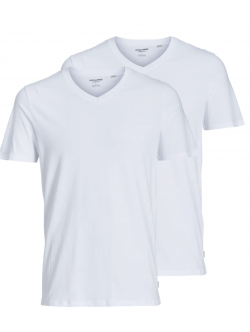Jack and Jones Herre T-shirts 2-pak – V-udskæring, Hvid