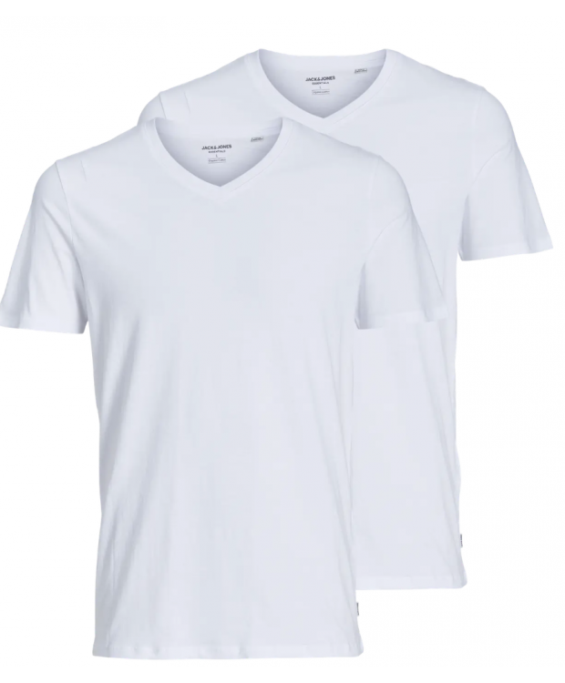 Jack and Jones Herre T-shirts 2-pak – V-udskæring, Hvid