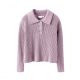 Name it langærmet strik polo i winsome orchid til piger