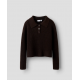 Name it langærmet strik polo i brun til piger