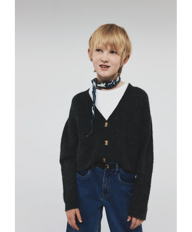 Name it strik cardigan i mørkegrå til piger