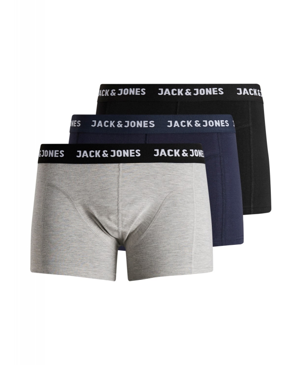 Jack & Jones 3-Pak Underbukser i Økologisk Bomuld – Sort, Navy & Grå til Herre