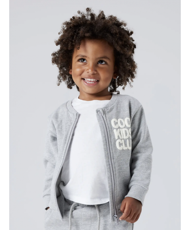 Name it sweatshirt med lynlås i lysegrå til piger