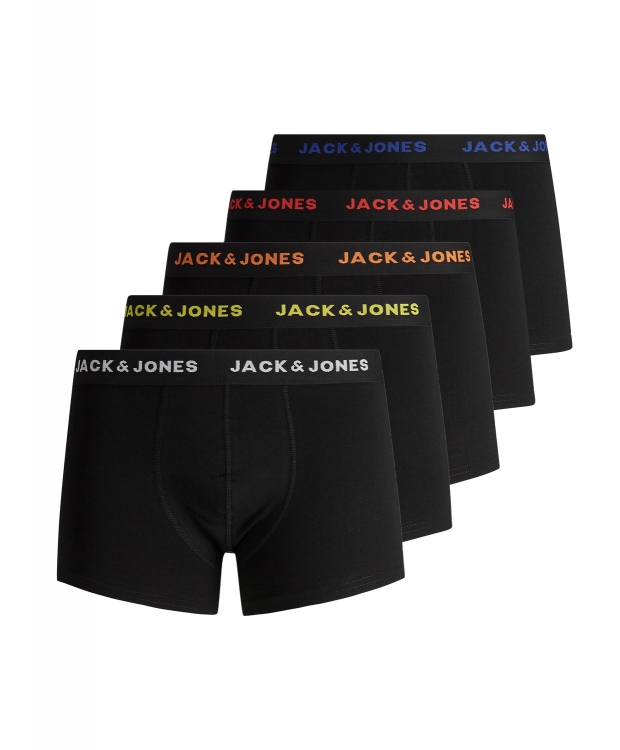 Jack & Jones 5-Pak Boxershorts i Sort til Herre – Komfortable Trunks i Økologisk Bomuld