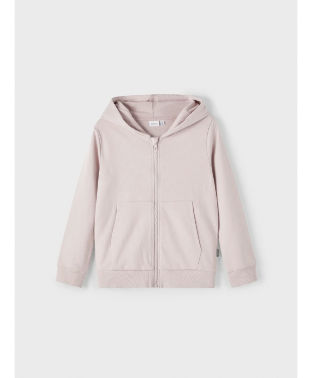 Name it sweatcardigan med lynlås og hætte i lyserød til piger