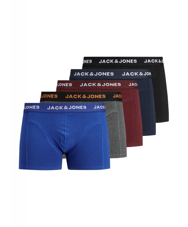 Jack & Jones 5-Pak Boxershorts i Forskellige Farver til Herre – Komfortable Trunks i Økologisk Bomuld billede