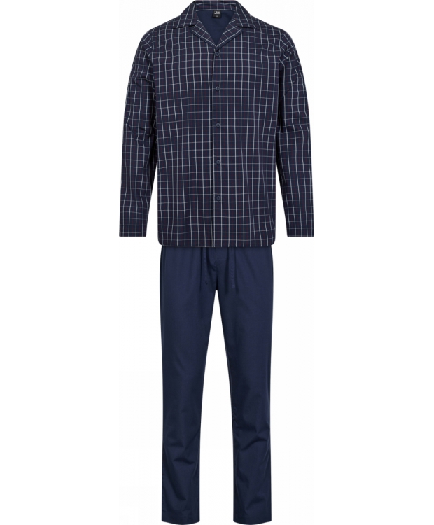 JBS pyjamas woven med vævet bomuld i navy til herre.