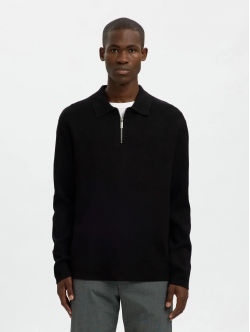 Selected relaxed zip cardigan i mørkeblå til herre