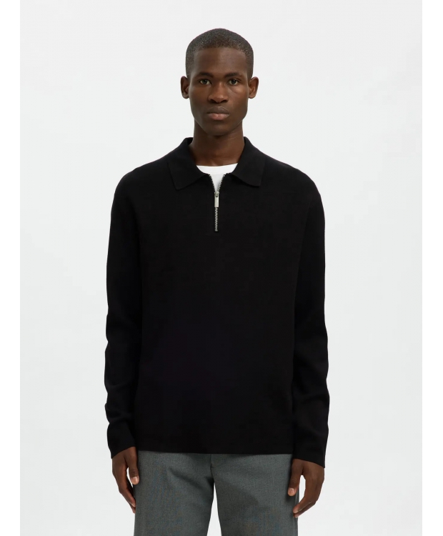 Selected relaxed zip cardigan i mørkeblå til herre