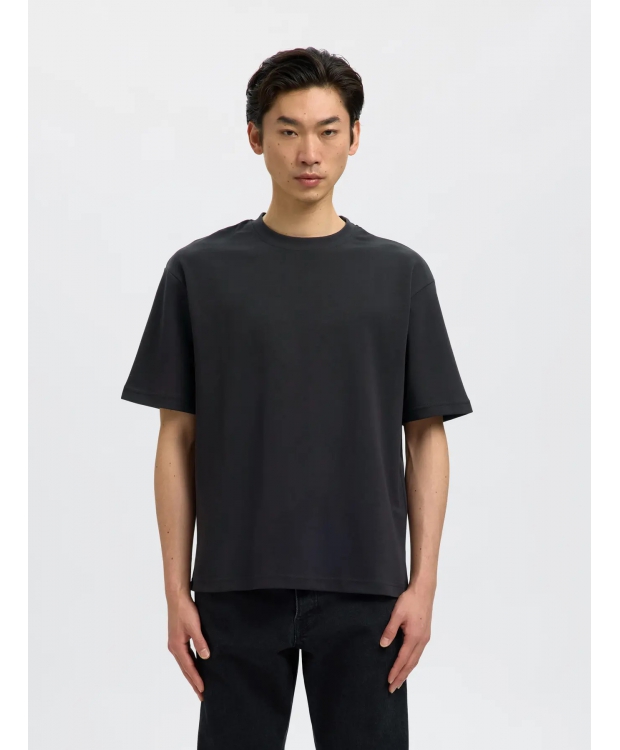 Selected t-shirt med rund hals i sort til herre