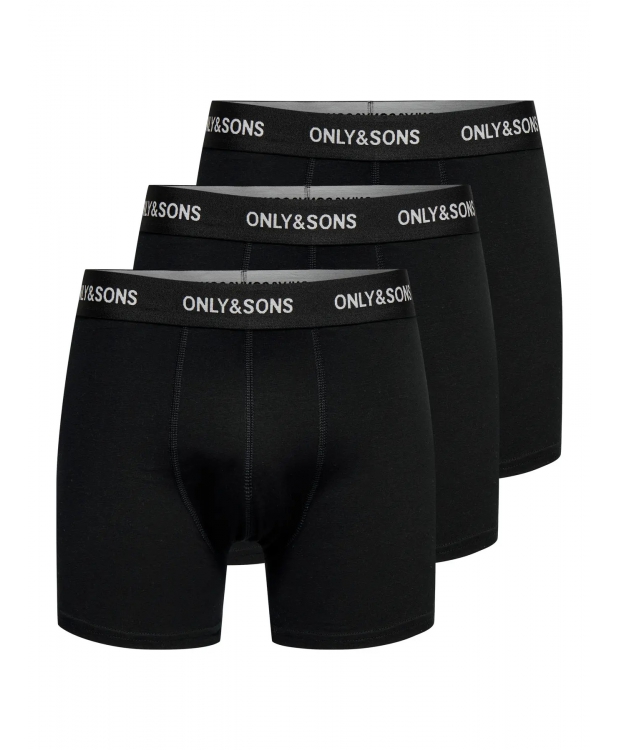 ONLY & SONS 3pak bomuld underbukser i sort til herre