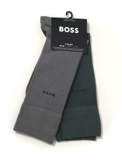 BOSS 2pak Bambusstrømper i grøn og grå til herre