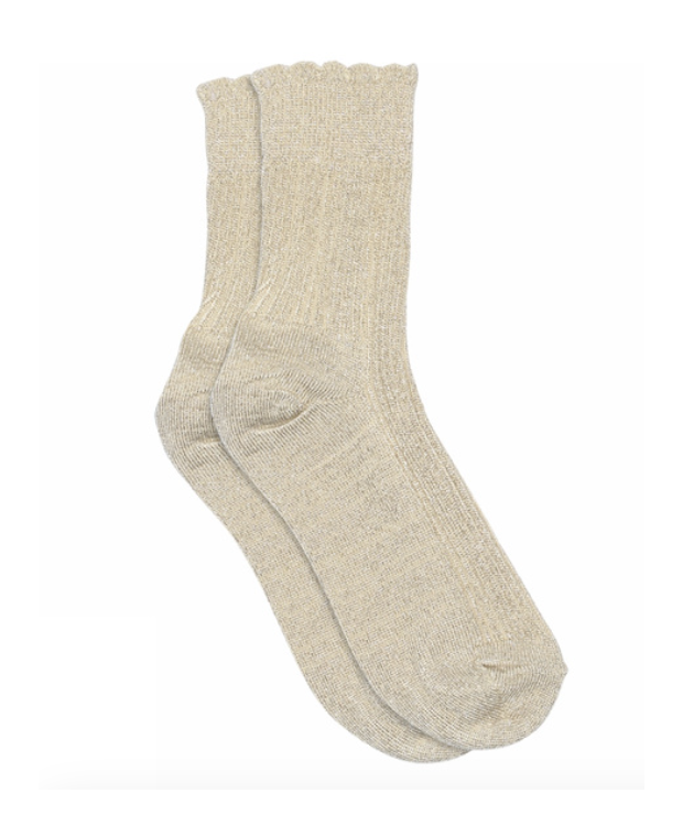 MP Denmark Kids Celosia glitter strømper i Ecru til børn