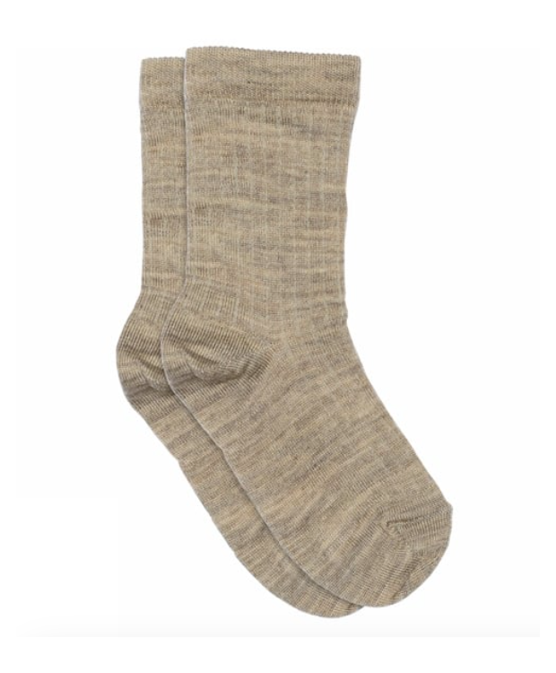 MP Denmark Kids uldstrømper i Light Brown Melange til børn