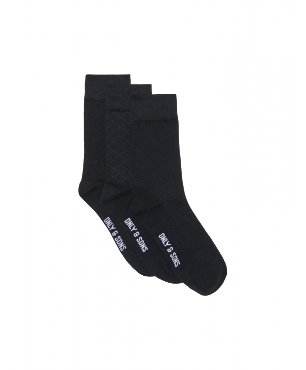 ONLY & SONS 3pak bomulds strømper i sort til herre