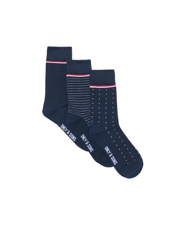 ONLY & SONS 3pak bomulds strømper i navy til herre