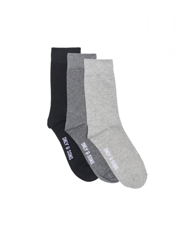 ONLY & SONS 3pak bomulds strømper i sort og grå til herre