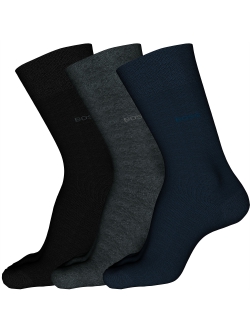 BOSS 3pak bomuldsstrømper i sort, grå og blå til herre