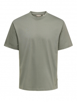 ONLY & SONS t-shirt i Castor Gray til herre | Relaxed fit