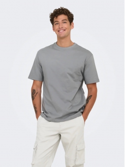 ONLY & SONS t-shirt i Ultimate Grey til herre | Relaxed fit
