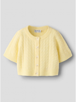 Name it strikcardigan i gul til piger