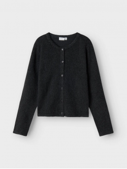 Name it langærmet strikcardigan i mørkegrå til piger