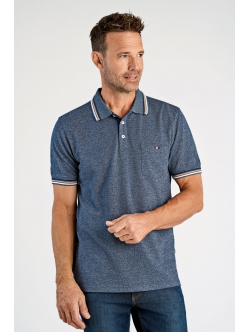 Bison polo i blå med beige striber til herre | Regular fit