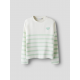 Name it langærmet striktrøje i hvid med grønne striber til piger