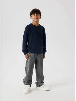 Name it langærmet strikpullover i dark sapphire til drenge