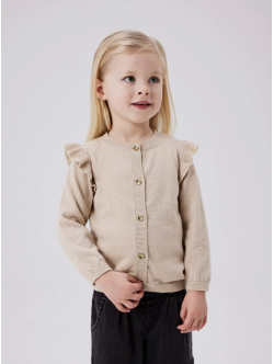 Name it Strikcardigan i beige til piger