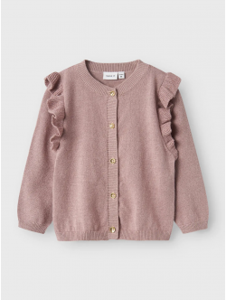 Name it Strikcardigan i mauve til piger