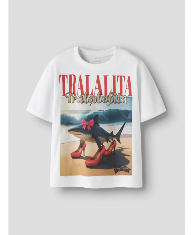 Name it "Italian Brainrot" T-shirt i hvid til piger