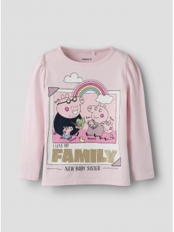 Name it "Gurli gris" langærmet trøje i lyserød til piger