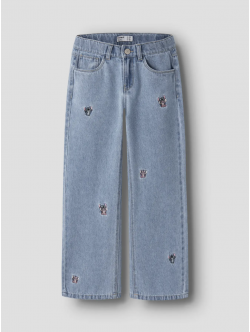 Name it "Stitch" wide leg bukser i lyseblå denim til piger
