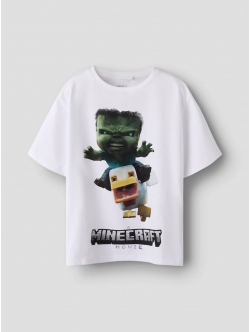 Name it "Minecraft" T-shirt i hvid til drenge