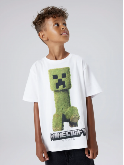 Name it "Minecraft" T-shirt i hvid til drenge