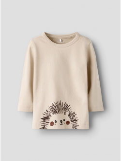 Name it langærmet trøje i beige til baby