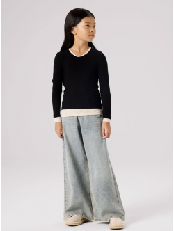 Name it Langærmet slim fit trøje i sort til piger