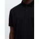 Selected strikket kortærmet polo, i sort til herre.