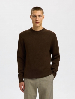 Selected Strikket crew neck i Demitasse til herre