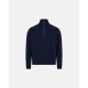 Dovre uldsweater med halv lynlås i navy til herre
