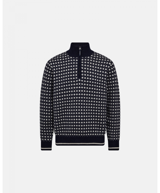 Dovre Knitted Zip Pullover i multifarvet til herre