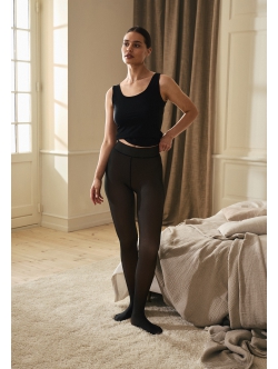 Decoy fleece strømpebukser 280 denier i sort til kvinder