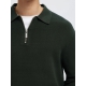 Selected relaxed half zip Polo i Deep Forest til herre