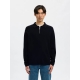 Selected relaxed half zip Polo i Sky Captain til herre