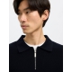 Selected relaxed half zip Polo i Sky Captain til herre