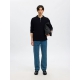 Selected relaxed half zip Polo i Sky Captain til herre