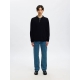 Selected relaxed half zip Polo i Sky Captain til herre